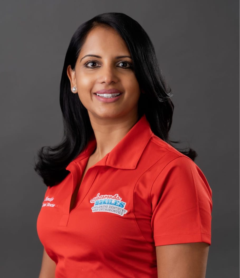 Dr. Monika Srivastava, board-certified pediatric dentist at Jacaranda Smiles